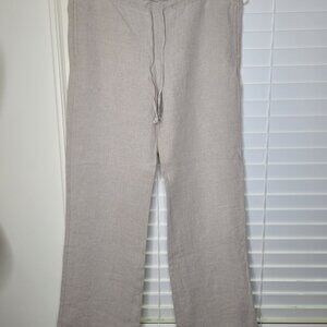 Gap Womens XS Linen Drawstring Pants wide leg Beige Relaxed Lagenlook minimal
